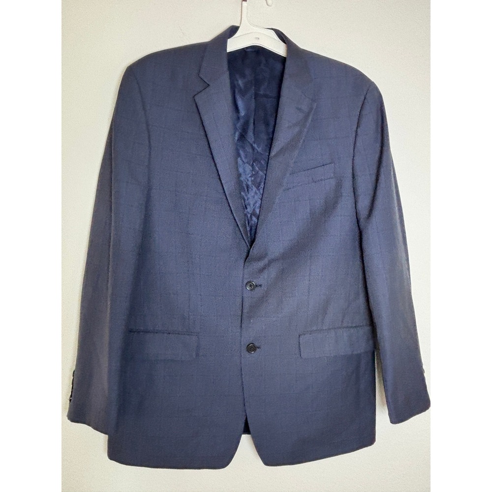 Michael Kors Mens‎ Blazer 42L Navy Blue Windowpane 2 Button Sport Coat 42 Long